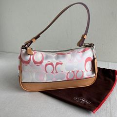 美品 COACH チェック スエード バッグ アクセサリーポーチ Vintage