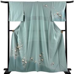 夏着物 呂 付け下げ 花模様 薄水色 グラデーション　No.14 夏着物 呂 付け下げ 花模様 薄水色 グラデーション No.14 - メルカリ