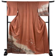 F‐376 訪問着 京友禅 叩き染め 袷 金彩 枝花 染め分け 正絹 美品
