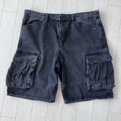 JOHNBULL レザー ショート カーゴ パンツ size: L 黒 裏地破有 - メルカリ