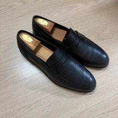 美品✨FERRANTE/フェランテ 24.0cm コインローファー ネイビー - メルカリ