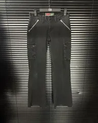 ロキシー カーゴ ジッパー ブーツカット フレアデニム ブラック ストライプ ロックシーク ゴスパンク ギャルのサムネイル