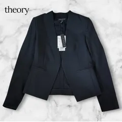 【新品タグ付】theory セオリー Lanai Tailor ノーカラージャケット 黒 ブラック サイズ0 ウール 定番 フォーマル オフィス 通勤 セレモニー 冠婚葬祭 行事 レディース B1190のサムネイル