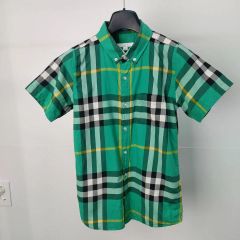 美品】バーバリー チルドレン グリーンチェック 半袖シャツ 14Y - メルカリ
