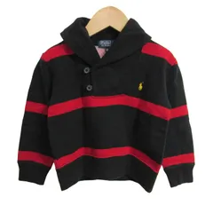 ポロバイラルフローレン スウェット トレーナー トップス ボーダー 裏起毛 キッズ 男の子用 100サイズ 黒/赤 Polo by Ralph Lauren 【中古】のサムネイル