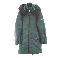 バブアー Barbour LQU1204GN71 パデットコート ロング丈 16 緑系 グリーン ジップアップ ロゴ 文字 ワッペン ポケット 裏地 中綿のサムネイル