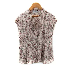 ローズバッドカップルズ ROSE BUD COUPLES ブラウス シャツ ノースリーブ スリットネック 花柄 リボン マルチカラー F ピンクベージュ /SY31のサムネイル