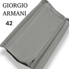 GIORGIO ARMANI ジョルジオアルマーニ ひざ丈 スカート スリット サイドジップ 42 グレージュ ライトグレー 無地 シンプル 高級 上品 エレガント オフィス カジュアル フォーマル 綺麗め ボトムス ビジネス レディース 【L】ST001のサムネイル