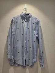 美品 パパス 総柄 コイン 金貨 ロンドンストライプ 長袖BDシャツ XXL