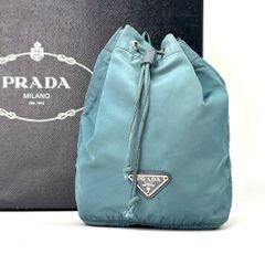 PRADA プラダ 巾着バッグ 三角ロゴ ナイロン ポーチ ネイビー 紺
