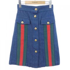 GUCCI グッチ デニムスカート サイドライン ウェブストライプ ブルー