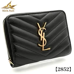 SAINT LAURENT PARIS サンローラン パリ 折財布 キャビアスキン Vステッチ YSL 黒 2852のサムネイル