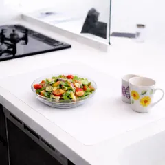RK 調理台保護マット キッチン マット 流し台 キズ 汚れ防止 シリコンマット シリコン品質管理認証取得済 滑り止め 耐熱230℃ カット可能 キッチンカウンターシート シンク保護シート (ホワイト(乳白色）, 40*60cm)のサムネイル