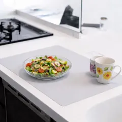 RK 調理台保護マット キッチン マット 流し台 キズ 汚れ防止 シリコンマット シリコン品質管理認証取得済 滑り止め 耐熱230℃ カット可能 キッチンカウンターシート シンク保護シート (グレー, 40*60cm)のサムネイル