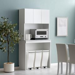 タンスのゲン 大川家具 カップボード 幅90cm 国産 MOISS 鏡面ホワイト