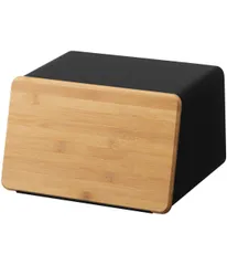 山崎実業(Yamazaki) 蓋が外せる ブレッドケース ブラック 約W31.5XD24.5XH18.5cm タワー 蓋がスライドできる パンケース 大容量 5291のサムネイル