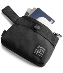 新品 【Ringke】イヤホンケース イヤホンポーチ ミニポーチ ミニバッグ [2-Way Bag Miniature] カラビナ付き ナイロン ICカード 現金 コイン入れ Earphones ケース - Blackのサムネイル