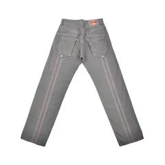 中古 00s ¥JEANS MICHIKO KOSHINO ORANGE LABEL エンジーンズ ミチココシノ オレンジレーベル 海外ライン バックシーム フラップポケット ギミック ウォッシュ グレー デニム ショップオーナー私物 アーカイブ Y2K 古着のサムネイル