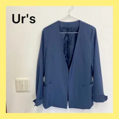 Ur's ノーカラージャケット ネイビー オフィスカジュアルサイズLのサムネイル