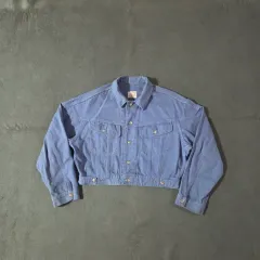 90s ベネトン レディース オーバーサイズ クロップド デニム ジャケット ラベンダーのサムネイル