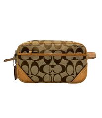 美品 COACH コーチ シグネチャー アクセサリーポーチ キャンバス