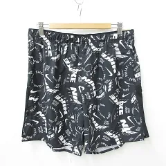 ナイキ NIKE パンツ ランニング スポーツウェア ショートパンツ ハーフパンツ 総柄 黒 白 ブラック ホワイト XL