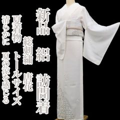 mimi様 専用！夏物 絽 白地に白とブルーの刺繍 ししゅう Lサイズ 訪問