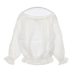 120%lino リネン レース シャーリング ブラウス シャツ ホワイト レディース ワンハンドレッドトゥエンティーパーセントリノ【中古】6-0608M∞のサムネイル