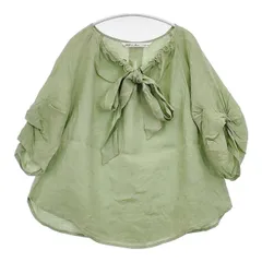 cloth&cross Hug O War リボン リネン ブラウス シャツ グリーン レディース クロス＆クロス ハグオーワー【中古】6-0608M∞のサムネイル