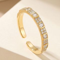 18K RGP ゴールド ダイヤ CZ ハーフ エタニティ リング gu1511e