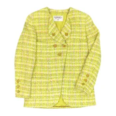 シャネル ココマーク ツイード ノーカラー ジャケット レディース イエロー CHANEL【中古】 【アパレル・小物】のサムネイル