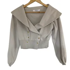 美品 Her lip to ハーリップトゥ Merseille Knit Jacket ショート ニットジャケット 1231206055 サイズS ライトグレー レディース 古着 中古 USEDのサムネイル