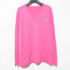 美品 lucien pellat-finet ルシアンペラフィネ 赤タグ Vネック コットン カシミヤニットカットソー M ピンク レディース 古着 中古 USEDのサムネイル