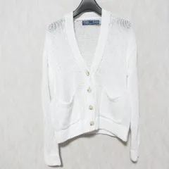 美品 POLO by RALPH LAUREN ポロバイラルフローレン リネンコットン クロップドニットカーディガン サイズXXS ホワイト レディース 古着 中古 USEDのサムネイル