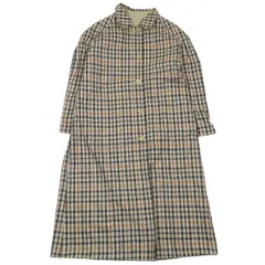 美品 DAKS ダックス ヴィンテージ チェック柄 リバーシブル ステンカラーコート ジャケット ロング コットン ウール 11AB2 ベージュ レディース 古着 中古 USEDのサムネイル