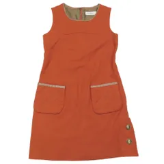 良品 Lois CRAYON ロイスクレヨン 23AW ノースリーブワンピース ショート ミニ丈 キルティングポケット ウール M オレンジ レディース 古着 中古 USEDのサムネイル