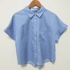 美品 herlipto ハーリップトゥ Pencil Stripe Shirt ストライプ ショートスリーブ シャツ ブラウス 1242302158 サイズS ブルー レディース 古着 中古 USEDのサムネイル