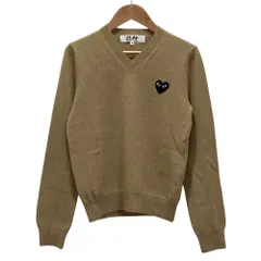 美品 PLAY COMME des GARCONS プレイコムデギャルソン ブラックハート Vネック ニット セーター AZ-N017 サイズS ベージュ  レディース 古着 中古 USEDのサムネイル