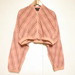 良品 tricot COMME des GARCONS トリココムデギャルソン 90s ヴィンテージ チェック クロップド ジャケット ブルゾン ピンク レディース 古着 中古 USEDのサムネイル