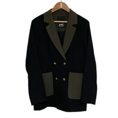 美品 DENHAM デンハム DEN HAAG TAILORED ジャケット ダブルブレスト ブレザー サイズ36 ブラック カーキ レディース 古着 中古 USED
