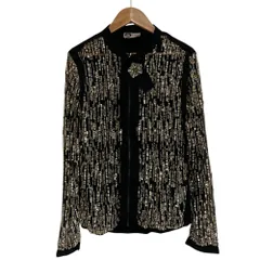 美品 LANVIN ランバン ビジュー装飾 スパンコール ジップアップジャケット ブラック レディース 古着 中古 USEDのサムネイル