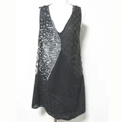 美品 MISSONI ミッソーニ レイヤード ナイロン ストレッチ メッシュ ノースリーブ ミニワンピース 169240 サイズ40 ブラック レディース 古着 中古 USEDのサムネイル