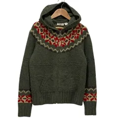 美品 POLO JEANS RALPH LAUREN ポロジーンズ ラルフローレン アンゴラブレンド ネイティブ ニットパーカー M グリーン レディース 古着 中古 USEDのサムネイル