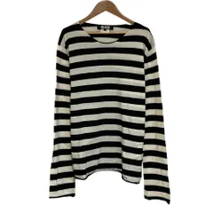 良品 BLACK COMME des GARCONS ブラック コムデギャルソン ボーダー ニットカットソー 1O-N002 サイズL ブラック ホワイト メンズ 古着 中古 USEDのサムネイル