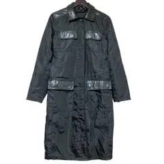 良品 PRADA プラダ ヴィンテージ レザー切替 パデッドライナー付き ナイロンコート Sサイズ ブラック レディース 古着 中古 USEDのサムネイル