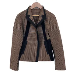 良品 ISSEY MIYAKE イッセイミヤケ プリーツ切替 スタンドカラージャケット IM33FD507 ブラウン 2 ブラック レディース 古着 中古 USEDのサムネイル