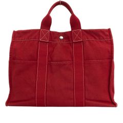 HERMES エルメス ドーヴィルPM トートバッグ キャンバス レッド 赤