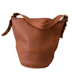 良品 COACH ショルダーバッグ レザー ブラウン 巾着 斜め掛け - メルカリ