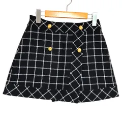 24AW Christian Dior クリスチャンディオール ロゴボタン チェック柄 ツイード ラップスカート ミニスカート 450J12A1589 I38 黒 レディース 古着 中古 USEDのサムネイル
