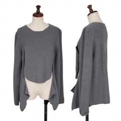 コムコム コムデギャルソンCOMME des GARCONS ウールフロントカッティングデザインニットセーター グレーSのサムネイル